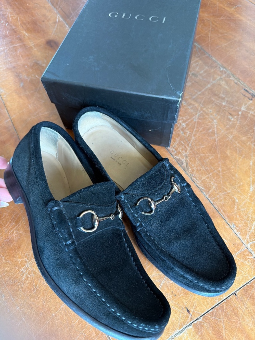 Gucci Black Loafers with Silver Accents